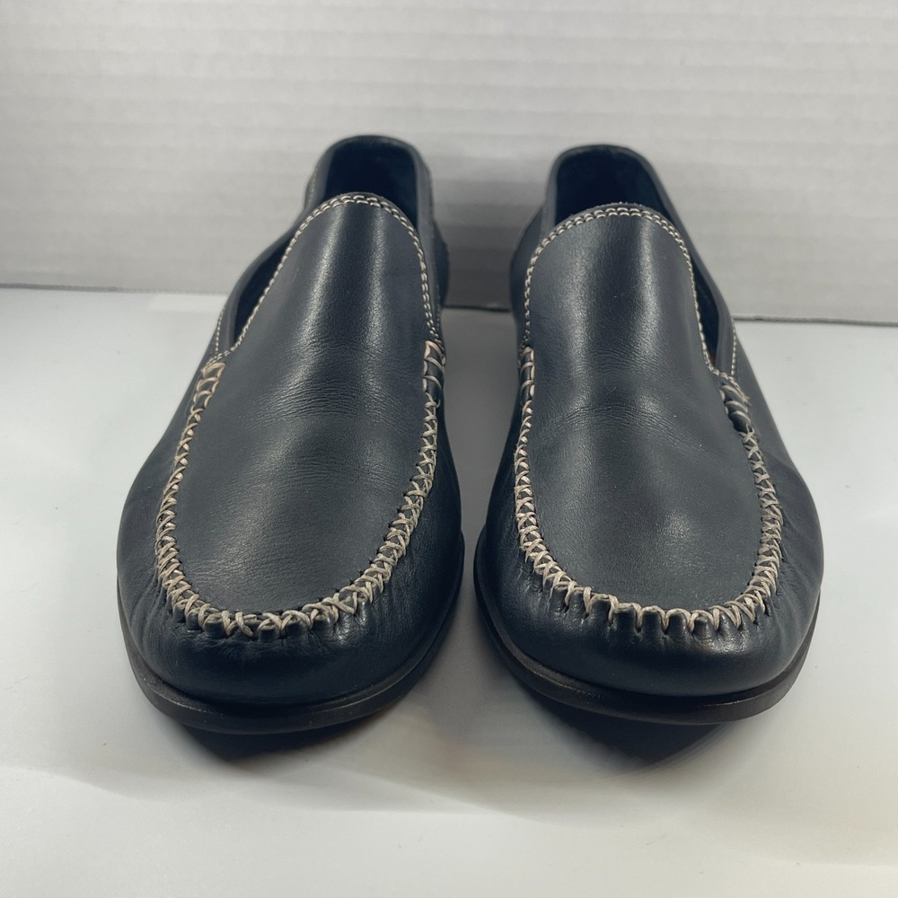 Salvatore Ferragamo Black Leather Loafers Womens 7.5 B Slip-On Italy